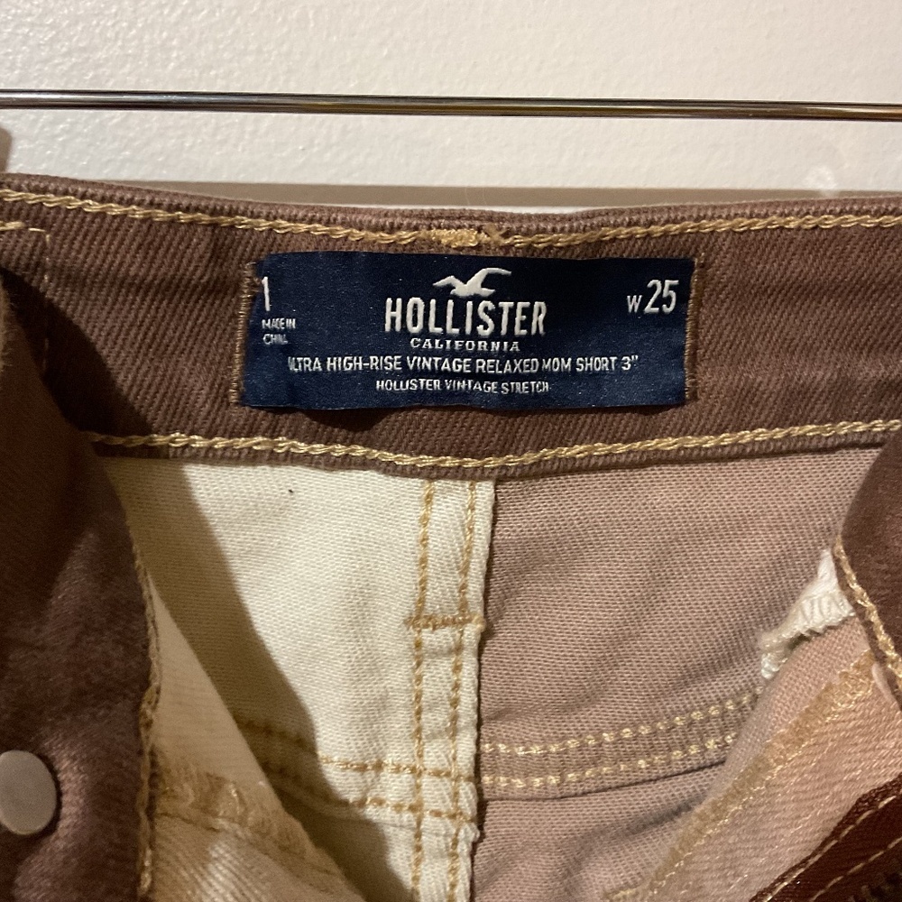 Hollister Ultra High-rise vintage Relaxed Brown Patchwork mom Shorts - Picture 4 of 4